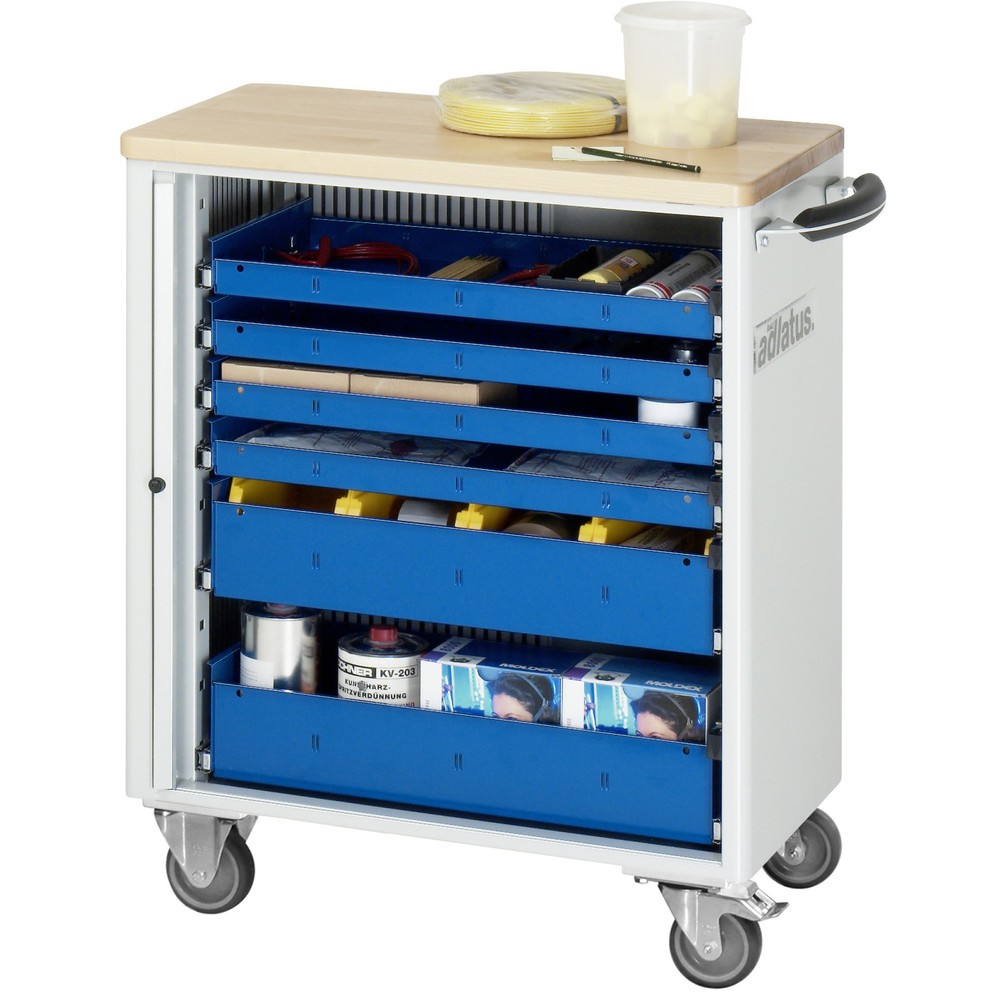 Numéro de l'image du produit 1: RAU Chariot pour outils série adlatus 700, HxLxP 860 x 725 x 400 mm, 6 tiroirs 4 x 40, 2 x 105 mm, Plan de travail en hêtre