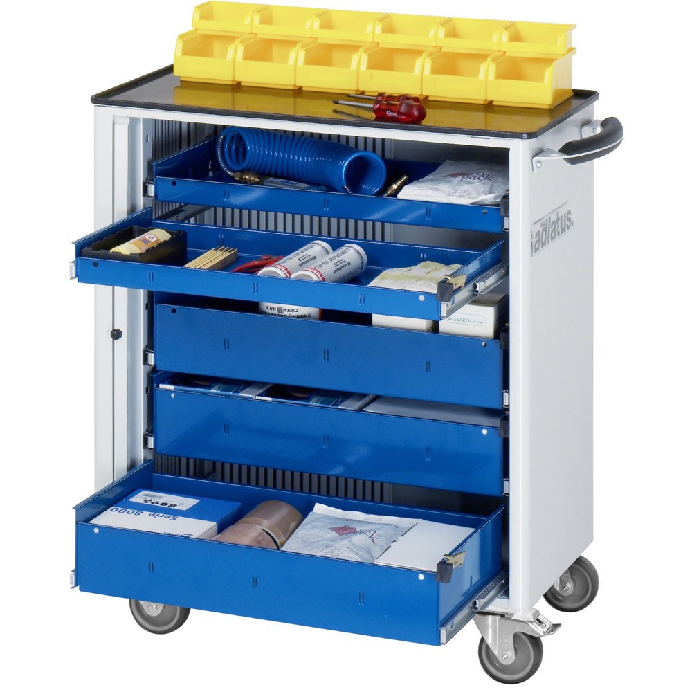 Numéro de l'image du produit 1: RAU Chariot pour outils série adlatus 700, HxLxP 860 x 725 x 400 mm, 5 tiroirs 2 x 40, 3 x 105 mm, Plan de travail en métal