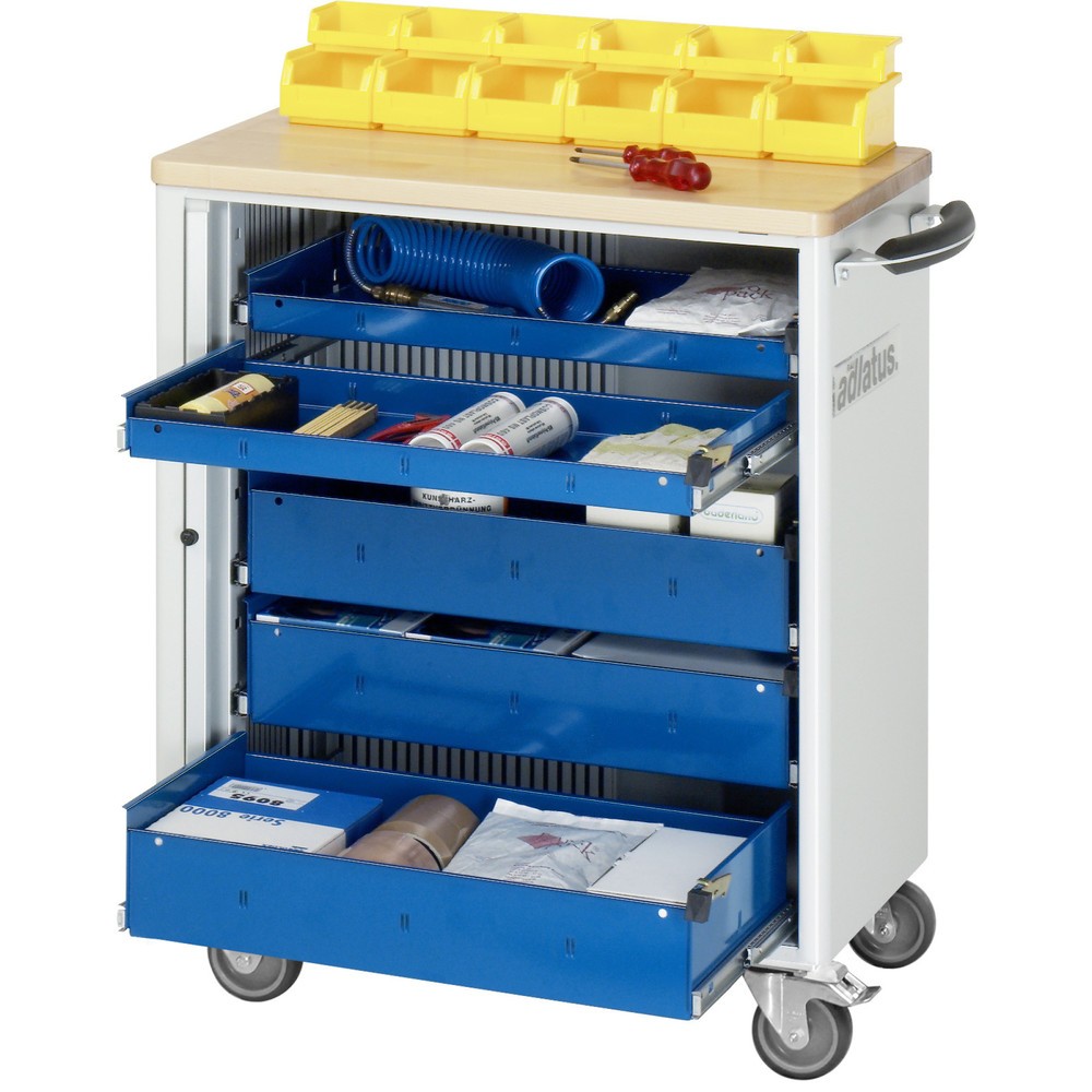 Numéro de l'image du produit 1: RAU Chariot pour outils série adlatus 700, HxLxP 860 x 725 x 400 mm, 5 tiroirs 2 x 40, 3 x 105 mm, Plan de travail en hêtre