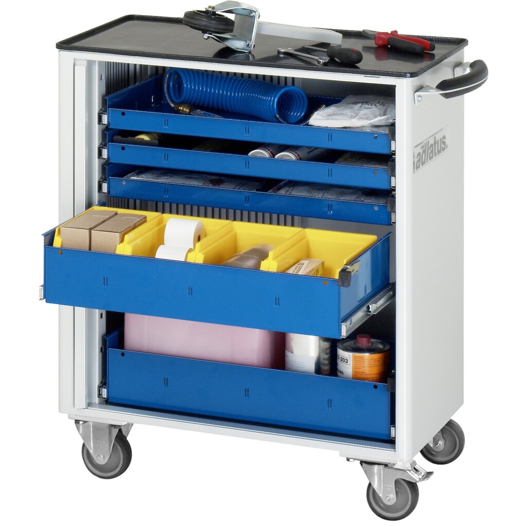 N° de l'image du produit 1 : RAU Chariot pour outils série adlatus 700, HxLxP 860 x 725 x 400 mm, 5 tiroirs 3 x 40, 2 x 105 mm, Plan de travail en métal