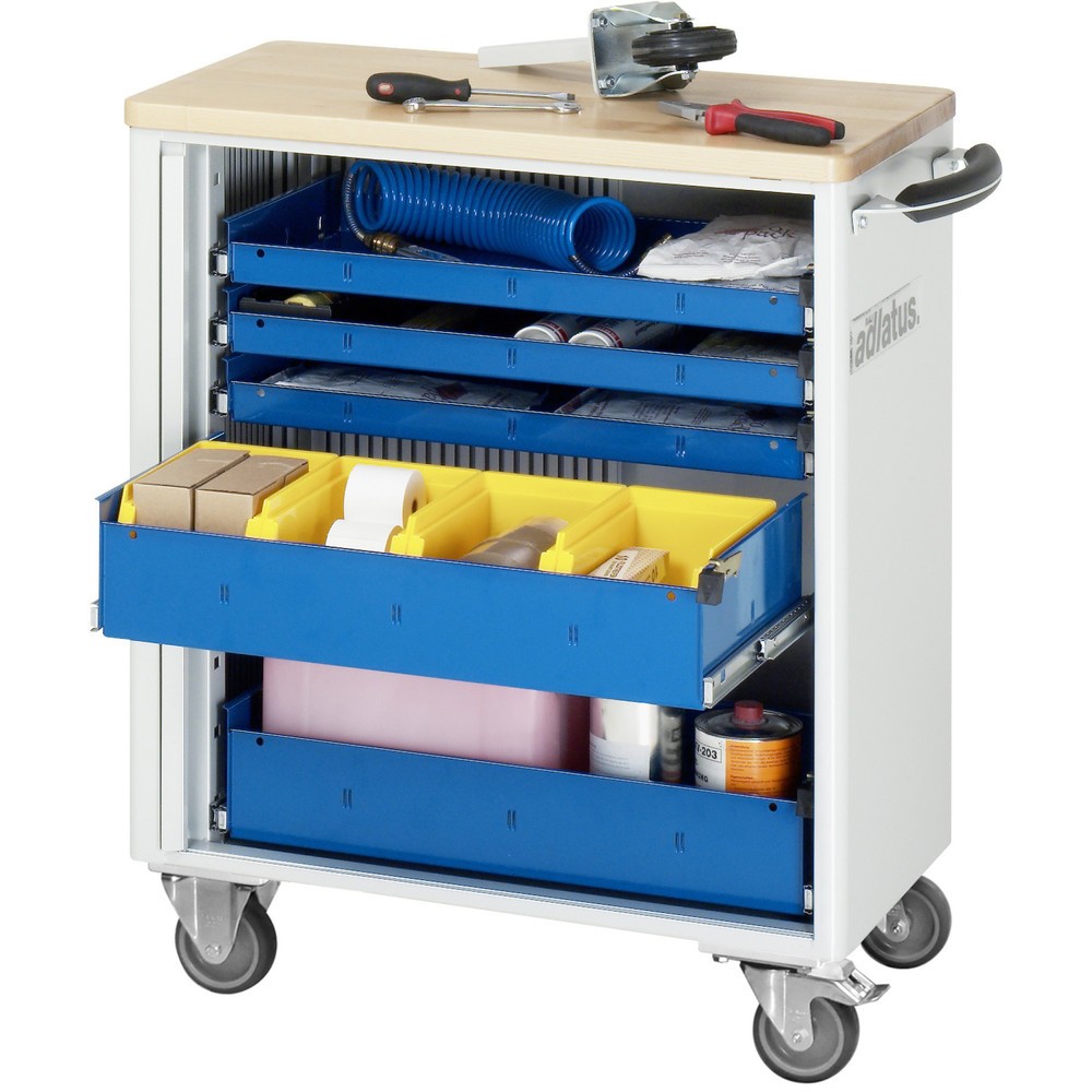 Numéro de l'image du produit 1: RAU Chariot pour outils série adlatus 700, HxLxP 860 x 725 x 400 mm, 5 tiroirs 3 x 40, 2 x 105 mm, Plan de travail en hêtre