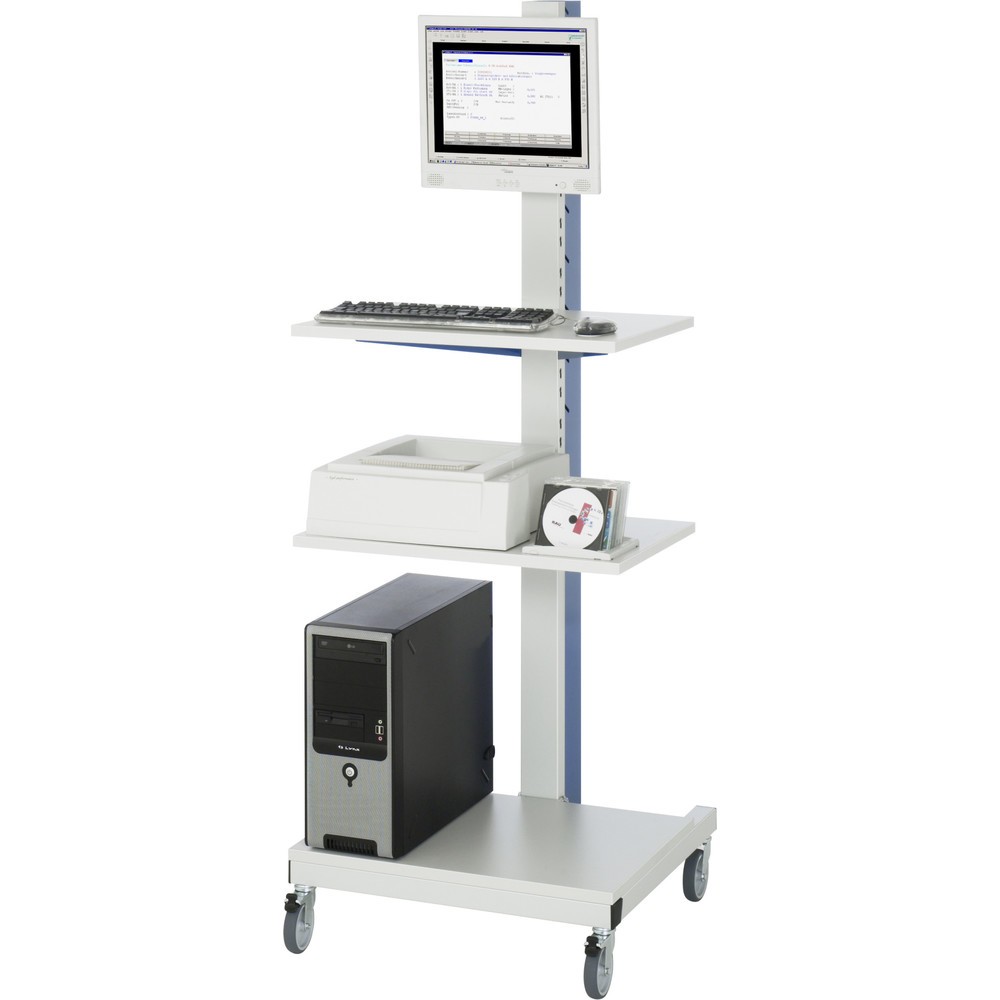 Numéro de l'image du produit 4: RAU Colonne porte-PC, HxlxP 1 770 x 650 x 650 mm, avec support pour écran plat et jeu de roulettes