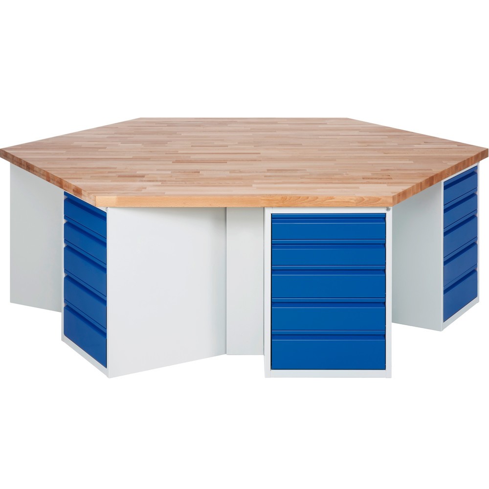 Numéro de l'image du produit 1: RAU Établi de groupe série 4000, 6 caissons, HxlxP 890 x 2 700 x 2 340 mm, x tiroirs extractibles à 90 % 12 x 120 mm, 12 x 150 mm, 6 x 180 mm