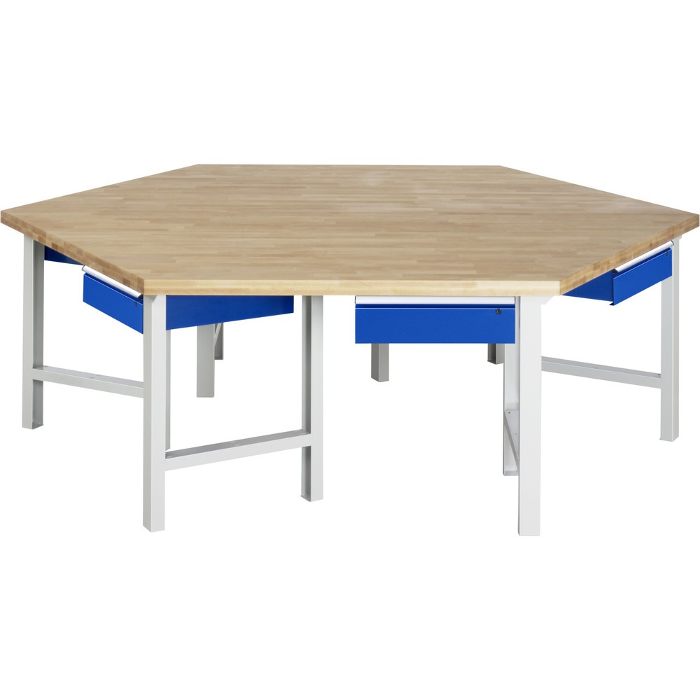 Numéro de l'image du produit 1: RAU Établi de groupe série 4000, HxlxP 790-1 140 x 2 700 x 2 340 mm, 6 caissons sous plateau, avec 1 tiroir chacun