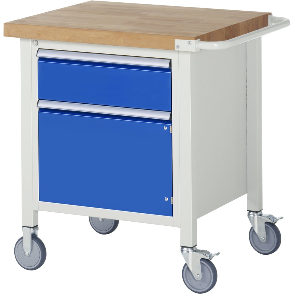 RAU Établi mobile série 8000, HxlxP 880 x 750 x 700 mm, 1 caisson sous plateau, avec 1 tiroir et 1 porte battante Illustration du produit: RAU Établi mobile série 8000, HxlxP 880 x 750 x 700 mm, 1 caisson sous plateau, avec 1 tiroir et 1 porte battante
