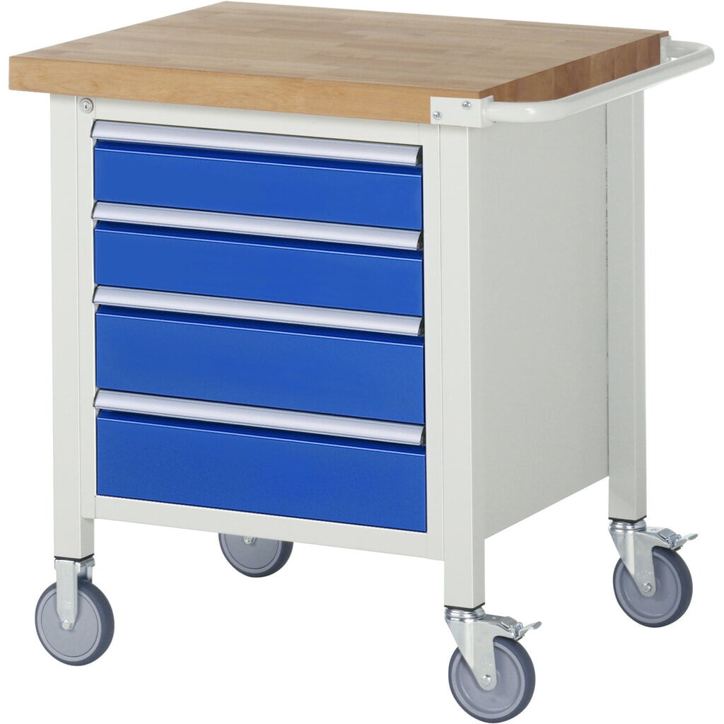N° de l'image du produit 1 : RAU établi mobile série 8000, 1 caisson, HxlxP 880-1 080 x 750 x 700 mm, 4 tiroirs 2 x 120, 2 x 150 mm