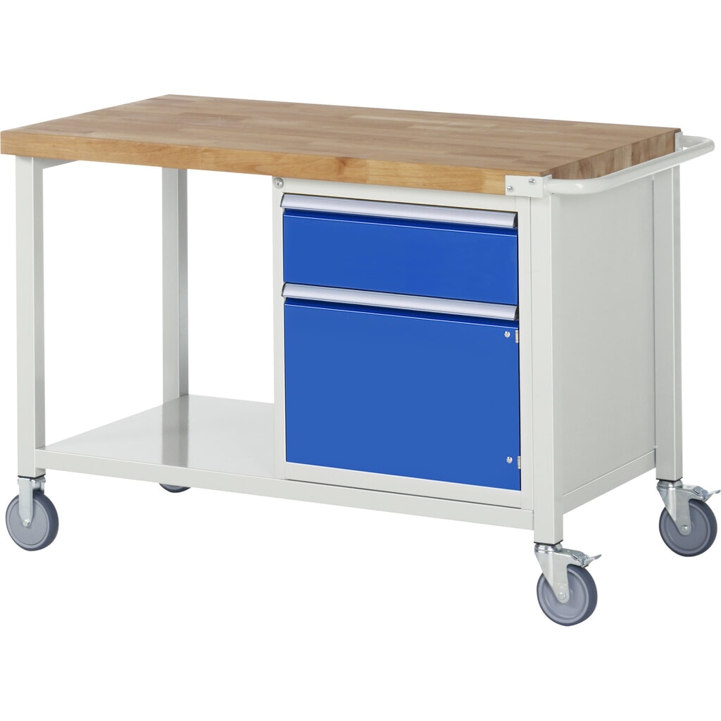 Illustration du produit: RAU Établi mobile série 8000, 1 tablette, 1 porte battante, HxlxP 880-1 080 x 1 250 x 700 mm, 1 tiroir