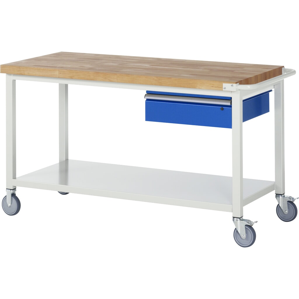 N° de l'image du produit 1 : RAU Établi mobile série 8000, HxlxP 880 x 1 500 x 700 mm, tablette inférieure, avec 1 tiroir à droite