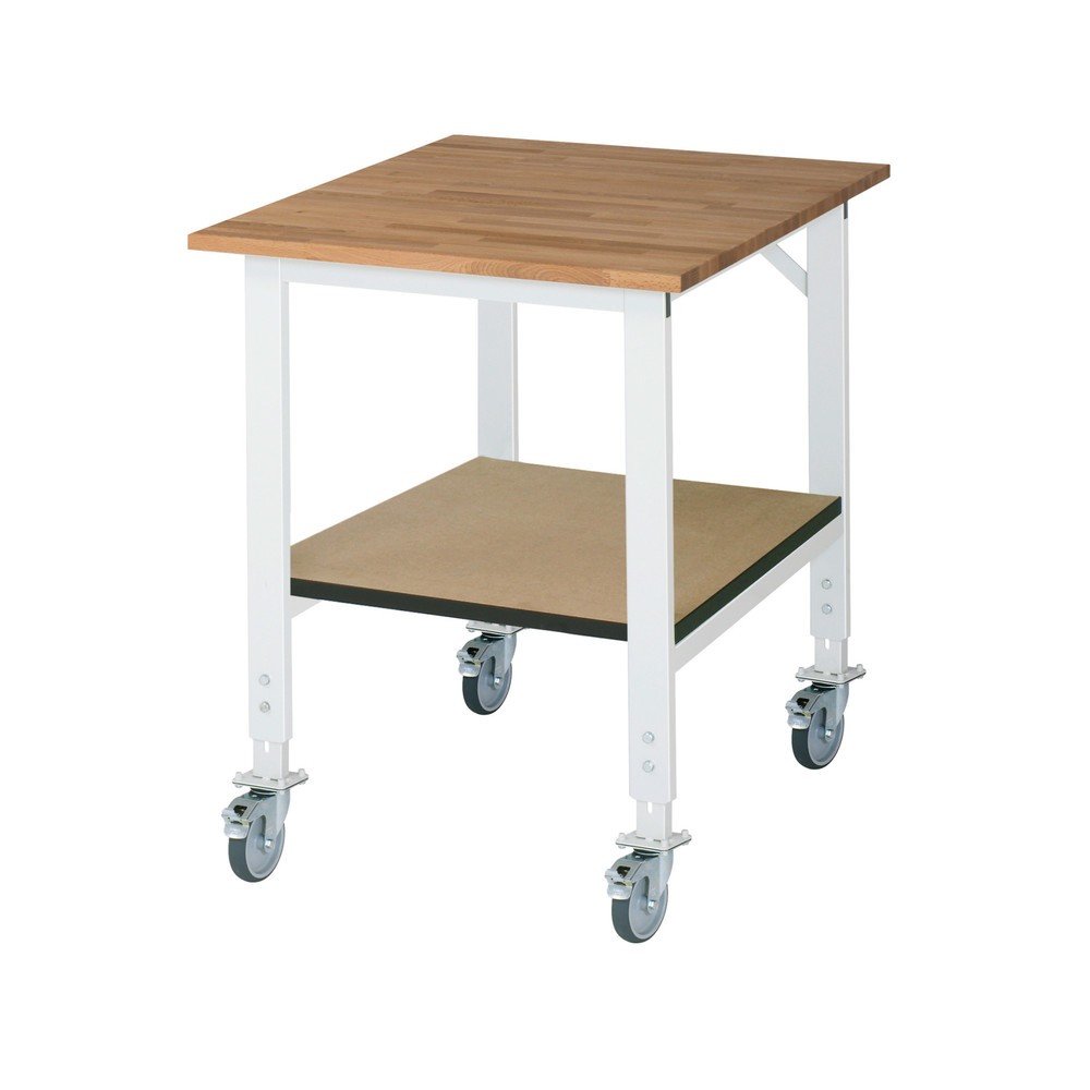 Numéro de l'image du produit 1: RAU Établi mobile réglable en hauteur série TOM, HxlxP 760-1 080 x 750 x 1 000 mm, Plan de travail en hêtre massif