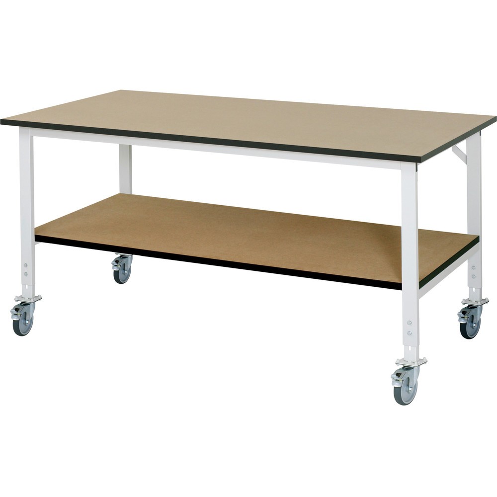 Numéro de l'image du produit 1: RAU Table de travail mobile réglable en hauteur Série TOM, HxlxP 760-1 080 x 2 500 x 1 000 mm, plan de travail en MDF