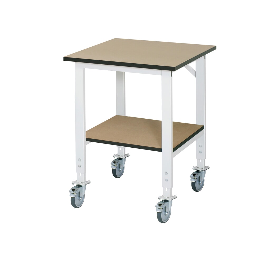 RAU Table de travail mobile réglable en hauteur Série TOM, HxlxP 760-1 080 x 750 x 800 mm, plan de travail en MDF Illustration du produit: RAU Table de travail mobile réglable en hauteur Série TOM, HxlxP 760-1 080 x 750 x 800 mm, plan de travail en MDF