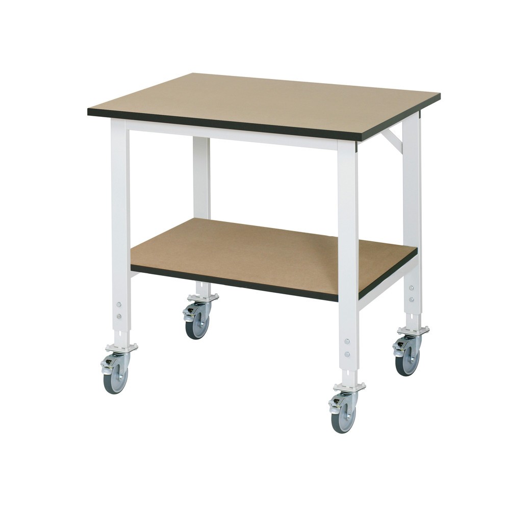 Numéro de l'image du produit 1: RAU Table de travail mobile réglable en hauteur Série TOM, HxlxP 760-1 080 x 1 000 x 800 mm, plan de travail en MDF