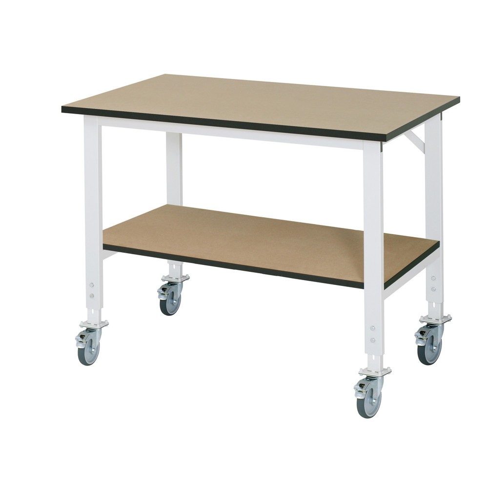 Numéro de l'image du produit 1: RAU Table de travail mobile réglable en hauteur Série TOM, HxlxP 760-1 080 x 1 250 x 800 mm, plan de travail en MDF