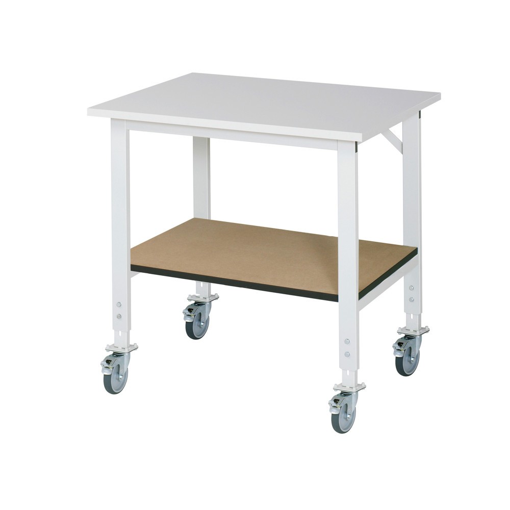 Numéro de l'image du produit 1: RAU Table de travail mobile réglable en hauteur Série TOM, HxlxP 760-1 080 x 1 000 x 800 mm, plan de travail avec revêtement en mélamine