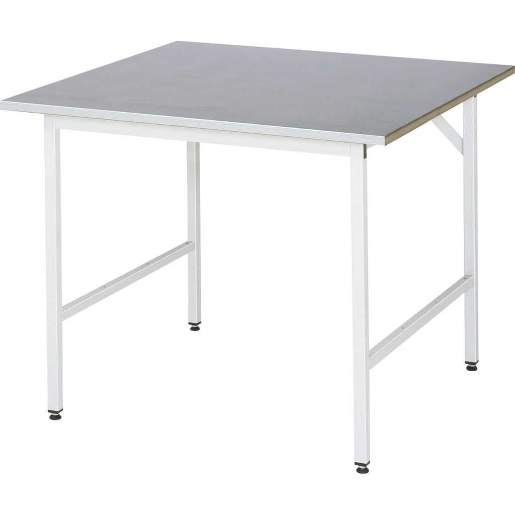 Illustration du produit: RAU Établi réglable en hauteur série JERRY, HxlxP 800-850 x 1 000 x 1 000 mm, Plan de travail avec revêtement en tôle d'acier