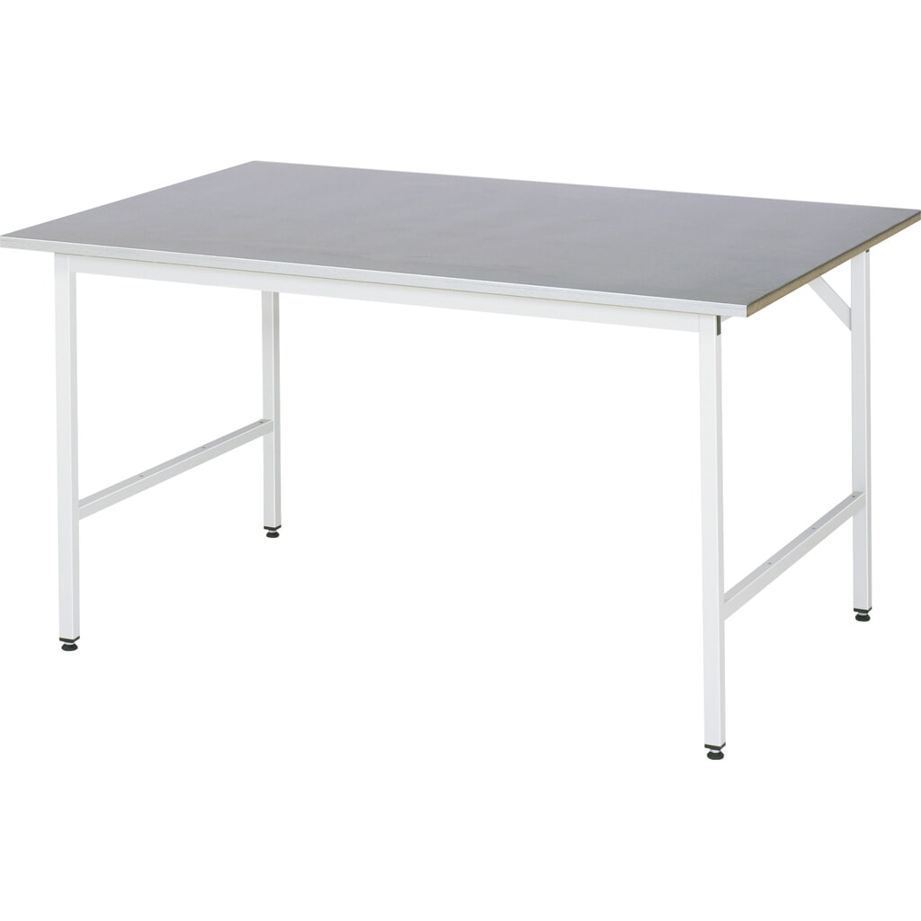 RAU Établi réglable en hauteur série JERRY, HxlxP 800-850 x 1 500 x 1 000 mm, Plan de travail avec revêtement en tôle d'acier Illustration du produit: RAU Établi réglable en hauteur série JERRY, HxlxP 800-850 x 1 500 x 1 000 mm, Plan de travail avec revêtement en tôle d'acier