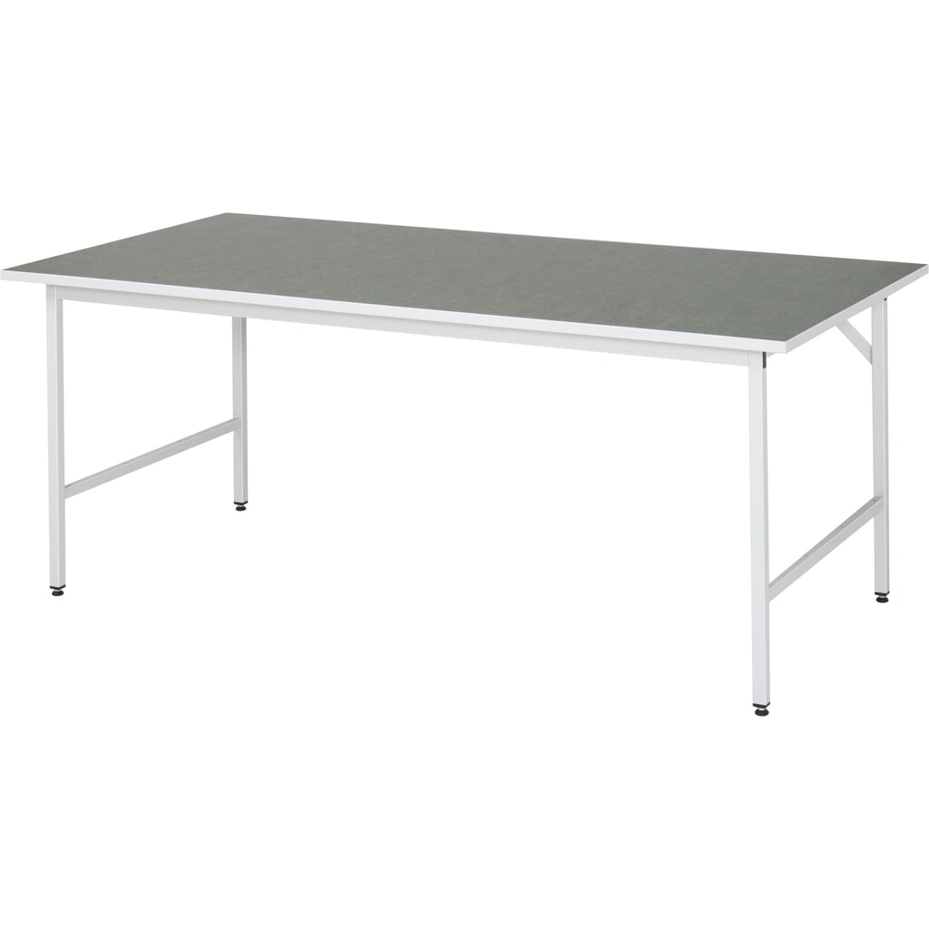 RAU Établi réglable en hauteur série JERRY, HxlxP 800-850 x 2 500 x 1 000 mm, Plan de travail avec revêtement universel / linoléum Illustration du produit: RAU Établi réglable en hauteur série JERRY, HxlxP 800-850 x 2 500 x 1 000 mm, Plan de travail avec revêtement universel / linoléum