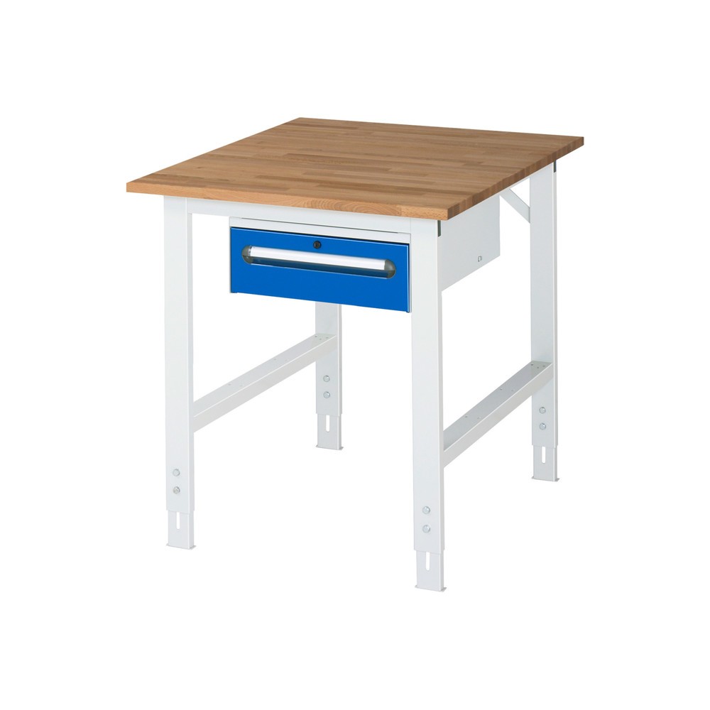 Numéro de l'image du produit 1: RAU Établi réglable en hauteur série TOM, HxlxP 760-1 080 x 750 x 1 000 mm, 1 tiroir, Plan de travail en hêtre massif