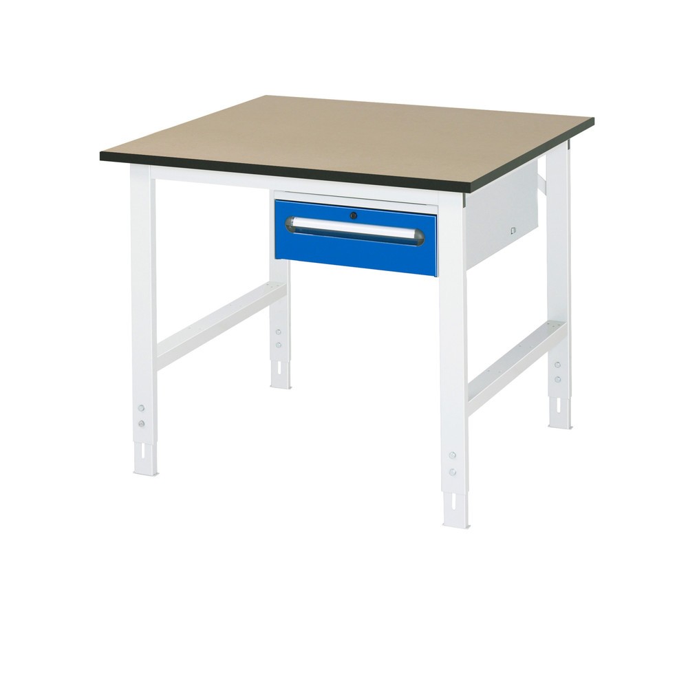 Numéro de l'image du produit 1: RAU Établi réglable en hauteur série TOM, HxlxP 760-1 080 x 1 000 x 1 000 mm, 1 tiroir, Plan de travail en MDF