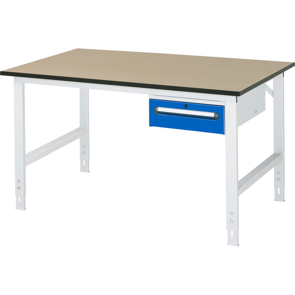 Numéro de l'image du produit 1: RAU Établi réglable en hauteur série TOM, HxlxP 760-1 080 x 1 500 x 1 000 mm, 1 tiroir, Plan de travail en MDF