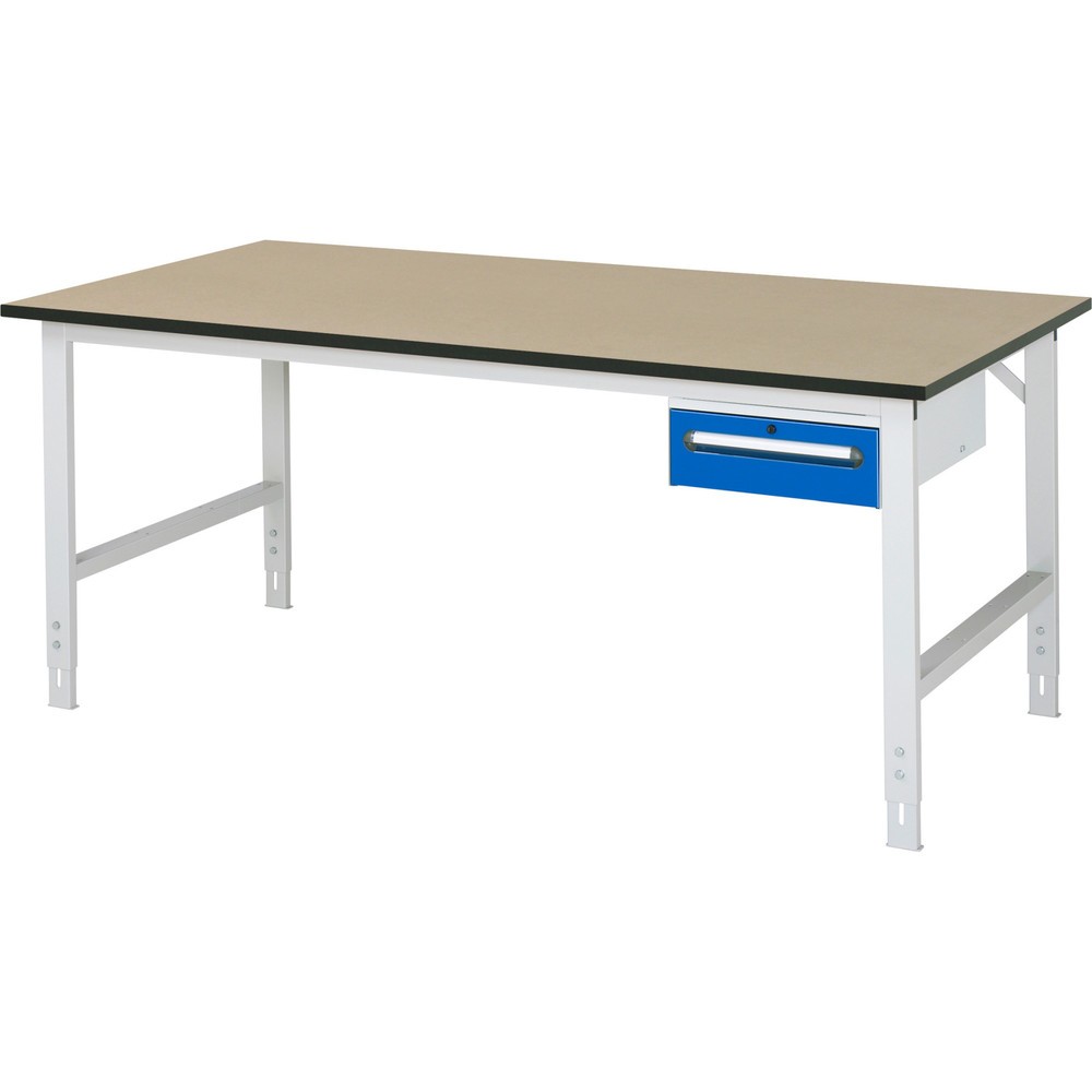Numéro de l'image du produit 1: RAU Table de travail réglable en hauteur Série TOM, HxlxP 760-1 080 x 2 500 x 1 000 mm, 1 tiroir, Plan de travail en MDF
