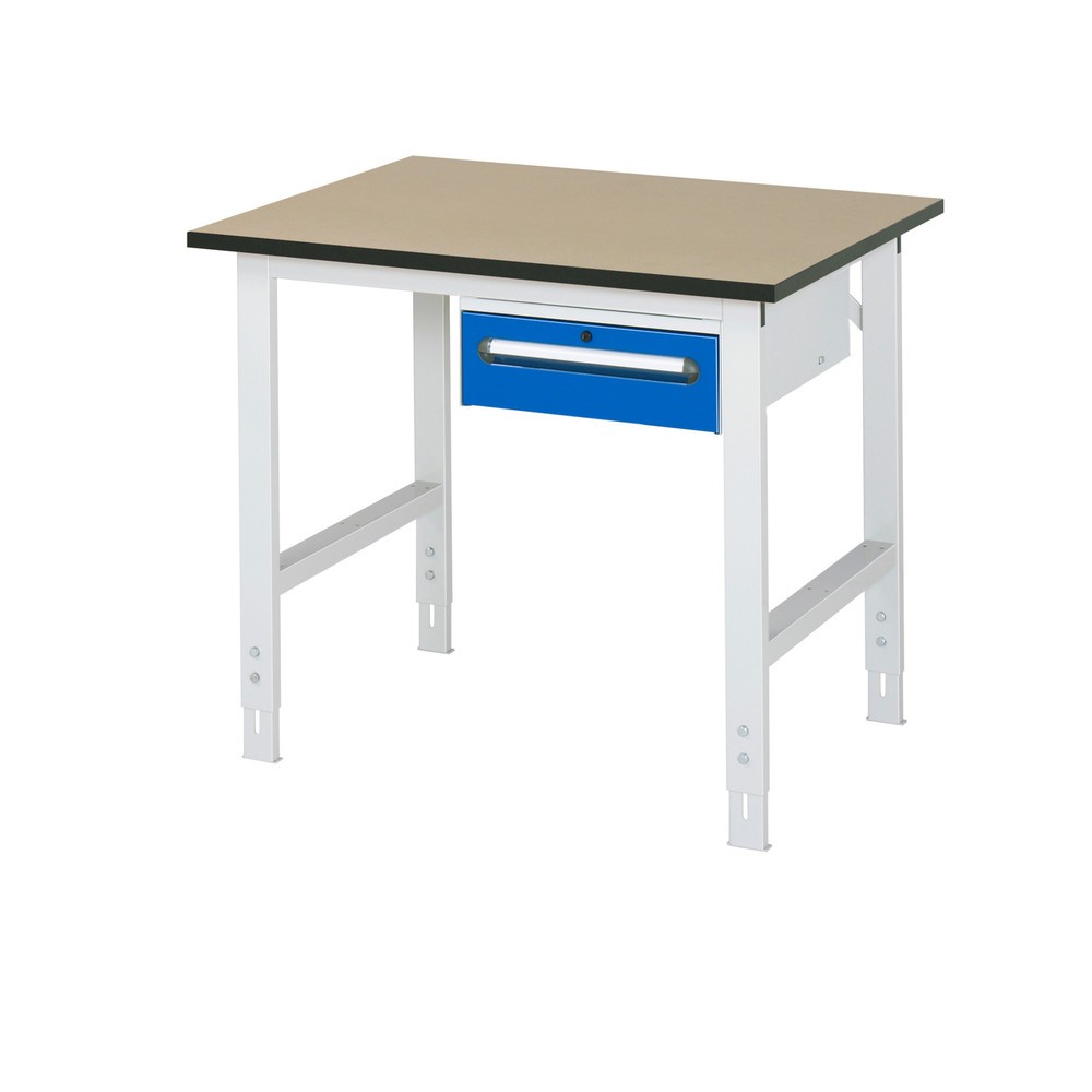 Numéro de l'image du produit 1: RAU Table de travail réglable en hauteur Série TOM, HxlxP 760-1 080 x 1 000 x 800 mm, 1 tiroir, plan de travail en MDF