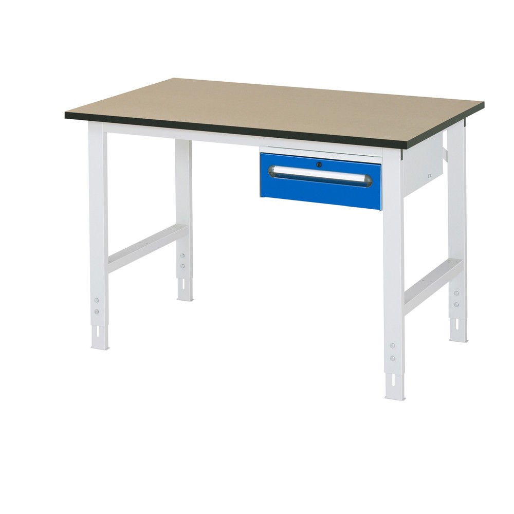 Numéro de l'image du produit 1: RAU Table de travail réglable en hauteur Série TOM, HxlxP 760-1 080 x 1 250 x 800 mm, 1 tiroir, plan de travail en MDF