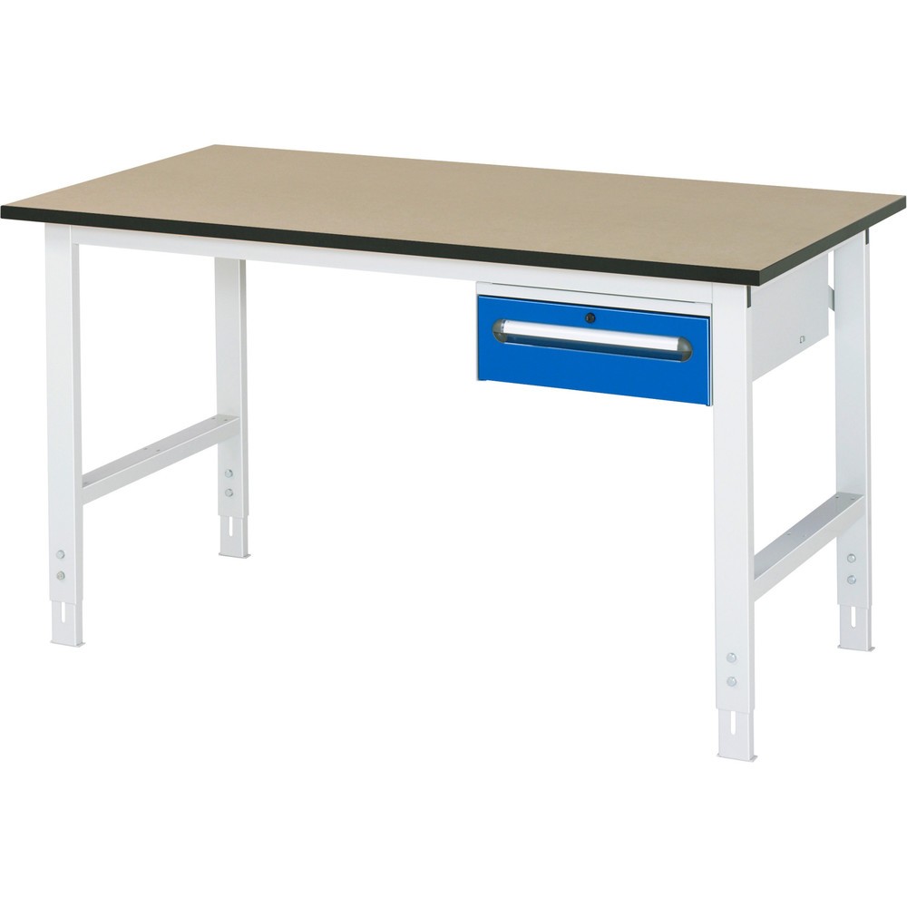Numéro de l'image du produit 1: RAU Table de travail réglable en hauteur Série TOM, HxlxP 760-1 080 x 1 500 x 800 mm, 1 tiroir, plan de travail en MDF