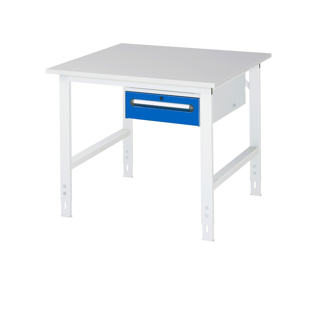 Numéro de l'image du produit 1: RAU Table de travail réglable en hauteur Série TOM, HxlxP 760-1 080 x 1 000 x 1 000 mm, 1 tiroir, plan de travail avec revêtement en mélamine