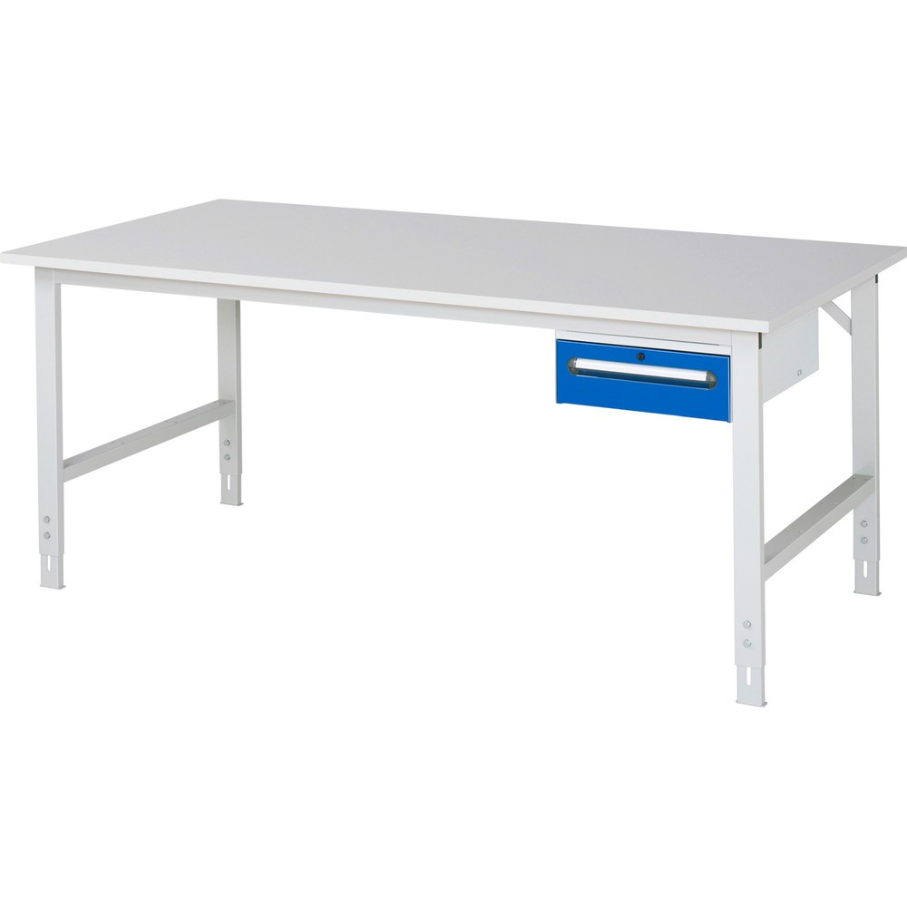 Numéro de l'image du produit 1: RAU Table de travail réglable en hauteur Série TOM, HxlxP 760-1 080 x 2 500 x 1 000 mm, 1 tiroir, plan de travail avec revêtement en mélamine