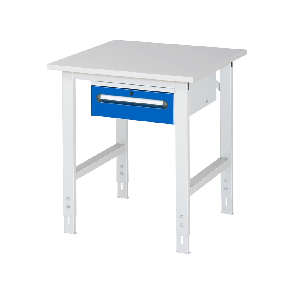 Numéro de l'image du produit 1: RAU Table de travail réglable en hauteur Série TOM, HxlxP 760-1 080 x 750 x 800 mm, 1 tiroir, plan de travail avec revêtement en mélamine