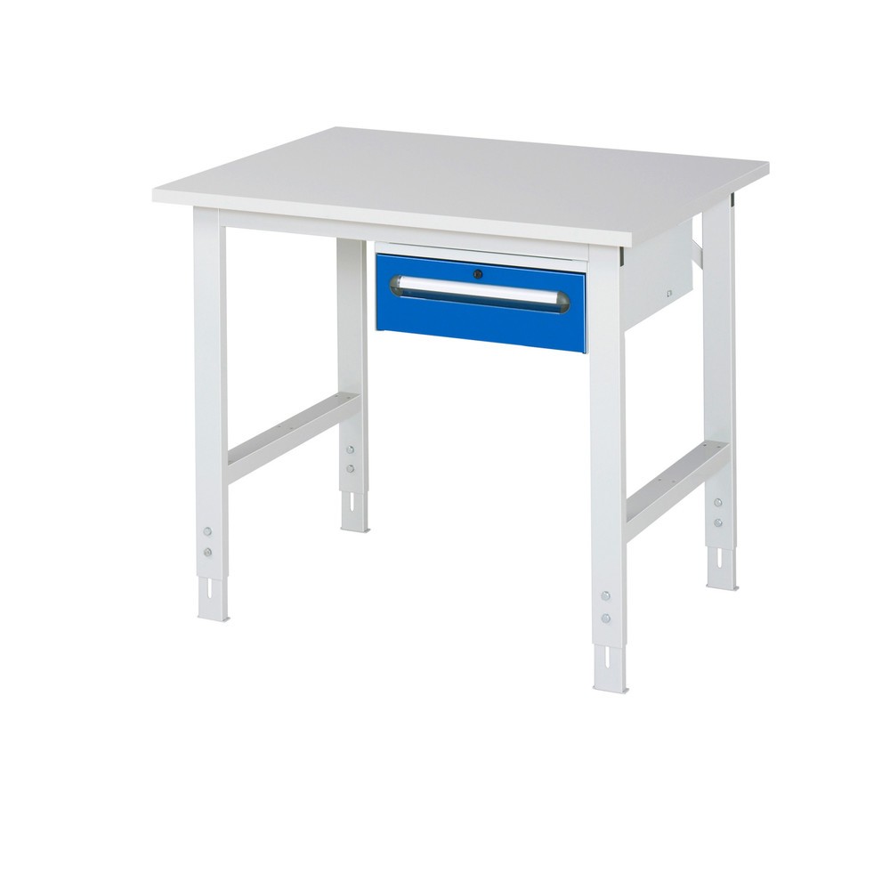 Numéro de l'image du produit 1: RAU Table de travail réglable en hauteur Série TOM, HxlxP 760-1 080 x 1 000 x 800 mm, 1 tiroir, plan de travail avec revêtement en mélamine
