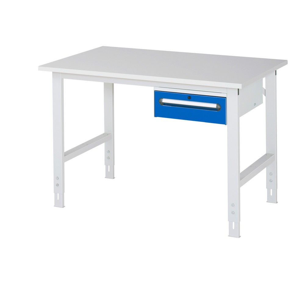 Numéro de l'image du produit 1: RAU Table de travail réglable en hauteur Série TOM, HxlxP 760-1 080 x 1 250 x 800 mm, 1 tiroir, plan de travail avec revêtement en mélamine