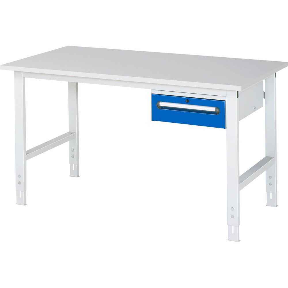Numéro de l'image du produit 1: RAU Table de travail réglable en hauteur Série TOM, HxlxP 760-1 080 x 1 500 x 800 mm, 1 tiroir, plan de travail avec revêtement en mélamine