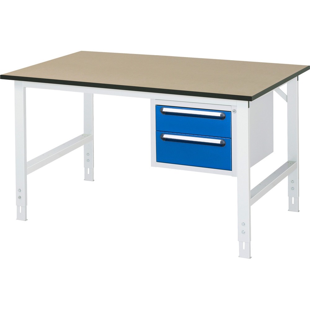 Numéro de l'image du produit 1: RAU Établi réglable en hauteur série TOM, HxlxP 760-1 080 x 1 500 x 1 000 mm, 2 tiroirs, Plan de travail en MDF