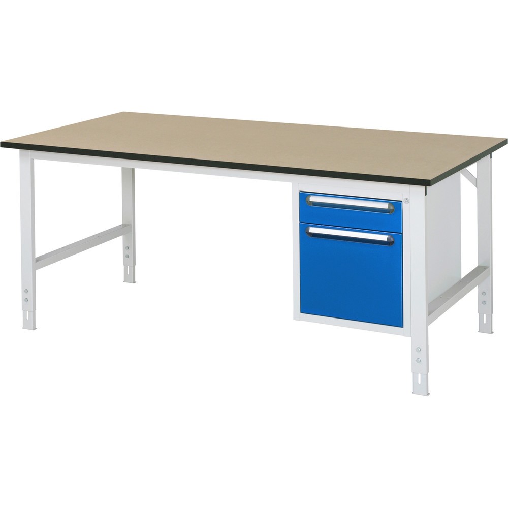 Numéro de l'image du produit 1: RAU Table de travail réglable en hauteur Série TOM, HxlxP 760-1 080 x 2 500 x 1 000 mm, 2 tiroirs, plan de travail en MDF
