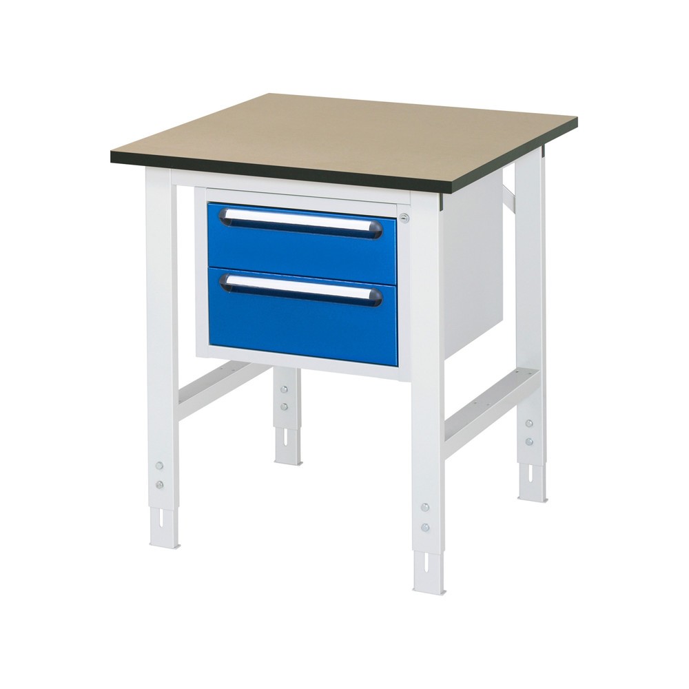 Numéro de l'image du produit 1: RAU Table de travail réglable en hauteur Série TOM, HxlxP 760-1 080 x 750 x 800 mm, 2 tiroirs, plan de travail en MDF