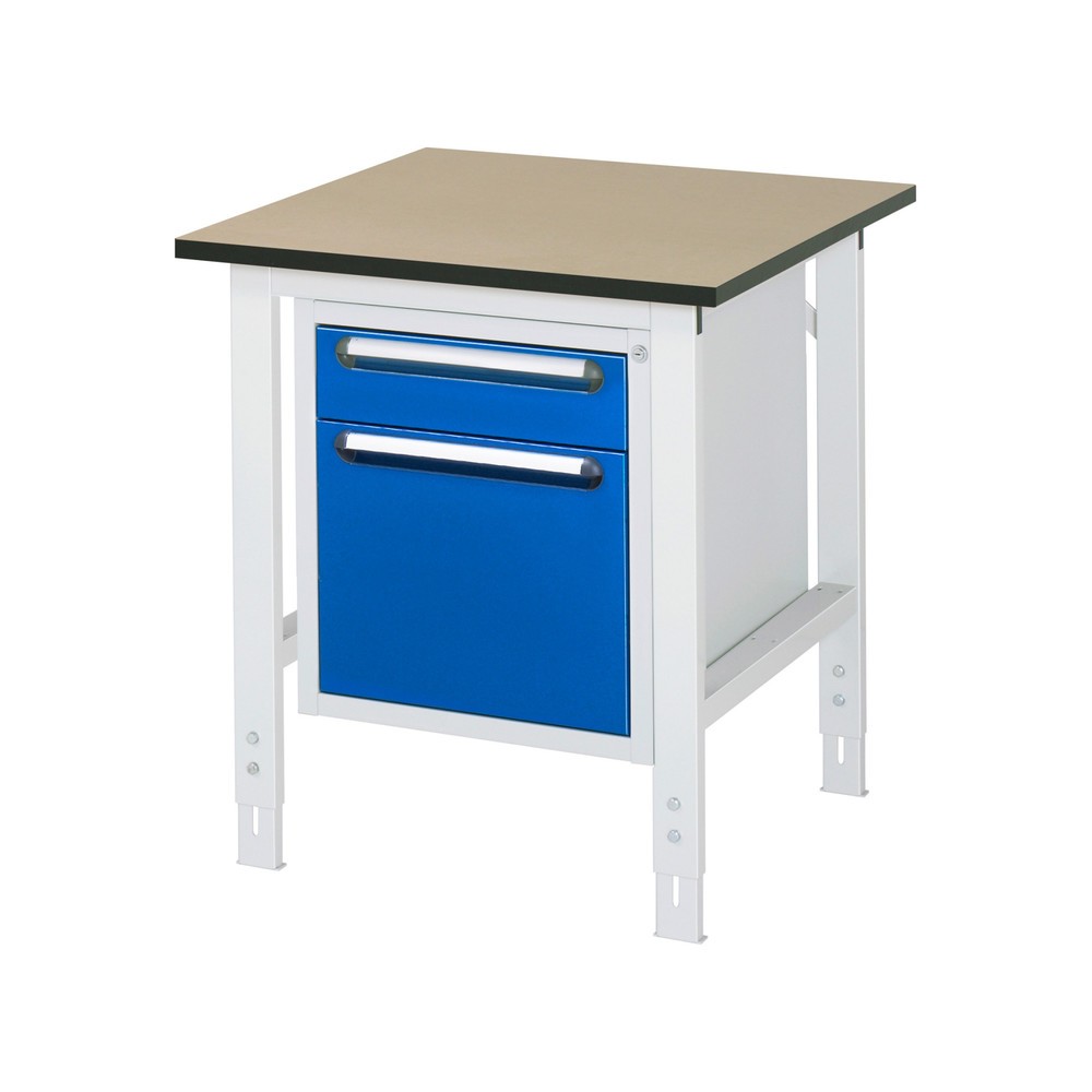 Numéro de l'image du produit 1: RAU Table de travail réglable en hauteur Série TOM, HxlxP 760-1 080 x 750 x 800 mm, 2 tiroirs, plan de travail en MDF