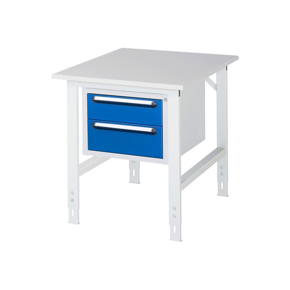 Numéro de l'image du produit 1: RAU Table de travail réglable en hauteur Série TOM, HxlxP 760-1 080 x 750 x 1 000 mm, 2 tiroirs, plan de travail avec revêtement en mélamine