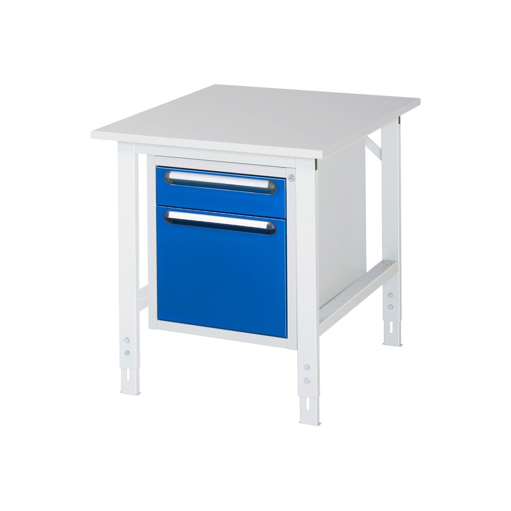 Numéro de l'image du produit 1: RAU Table de travail réglable en hauteur Série TOM, HxlxP 760-1 080 x 750 x 1 000 mm, 2 tiroirs, plan de travail avec revêtement en mélamine
