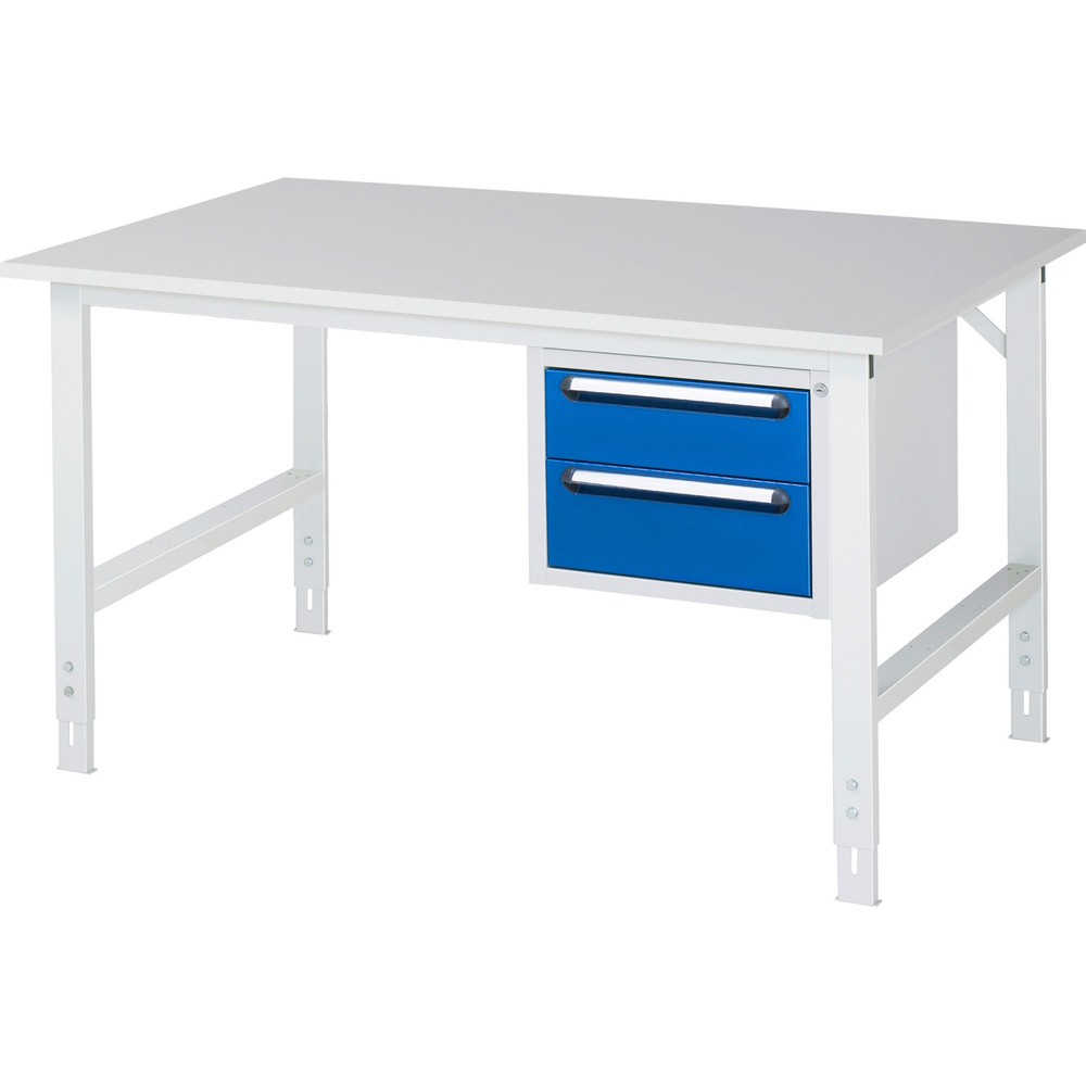 Numéro de l'image du produit 1: RAU Table de travail réglable en hauteur Série TOM, HxlxP 760-1 080 x 1 500 x 1 000 mm, 2 tiroirs, plan de travail avec revêtement en mélamine