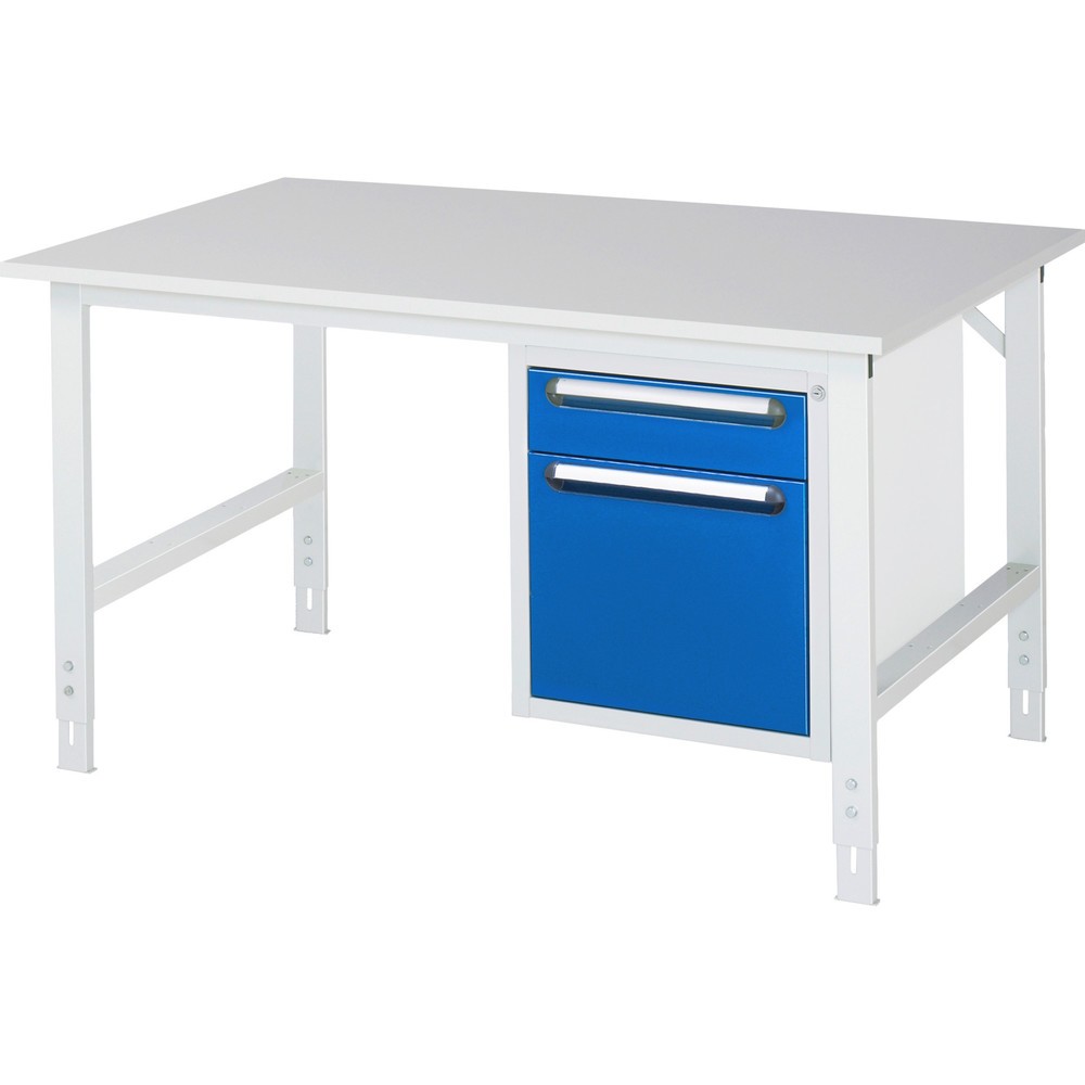Numéro de l'image du produit 1: RAU Table de travail réglable en hauteur Série TOM, HxlxP 760-1 080 x 1 500 x 1 000 mm, 2 tiroirs, plan de travail avec revêtement en mélamine
