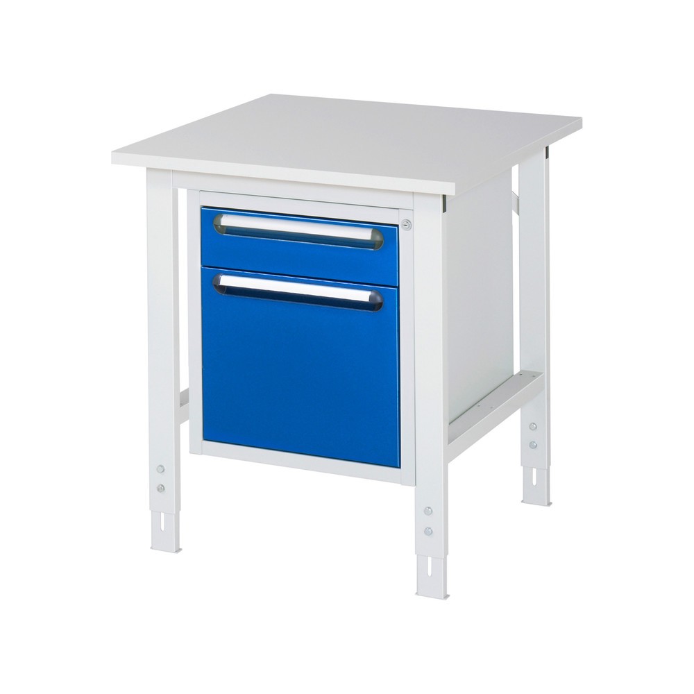Numéro de l'image du produit 1: RAU Table de travail réglable en hauteur Série TOM, HxlxP 760-1 080 x 750 x 800 mm, 2 tiroirs, plan de travail avec revêtement en mélamine