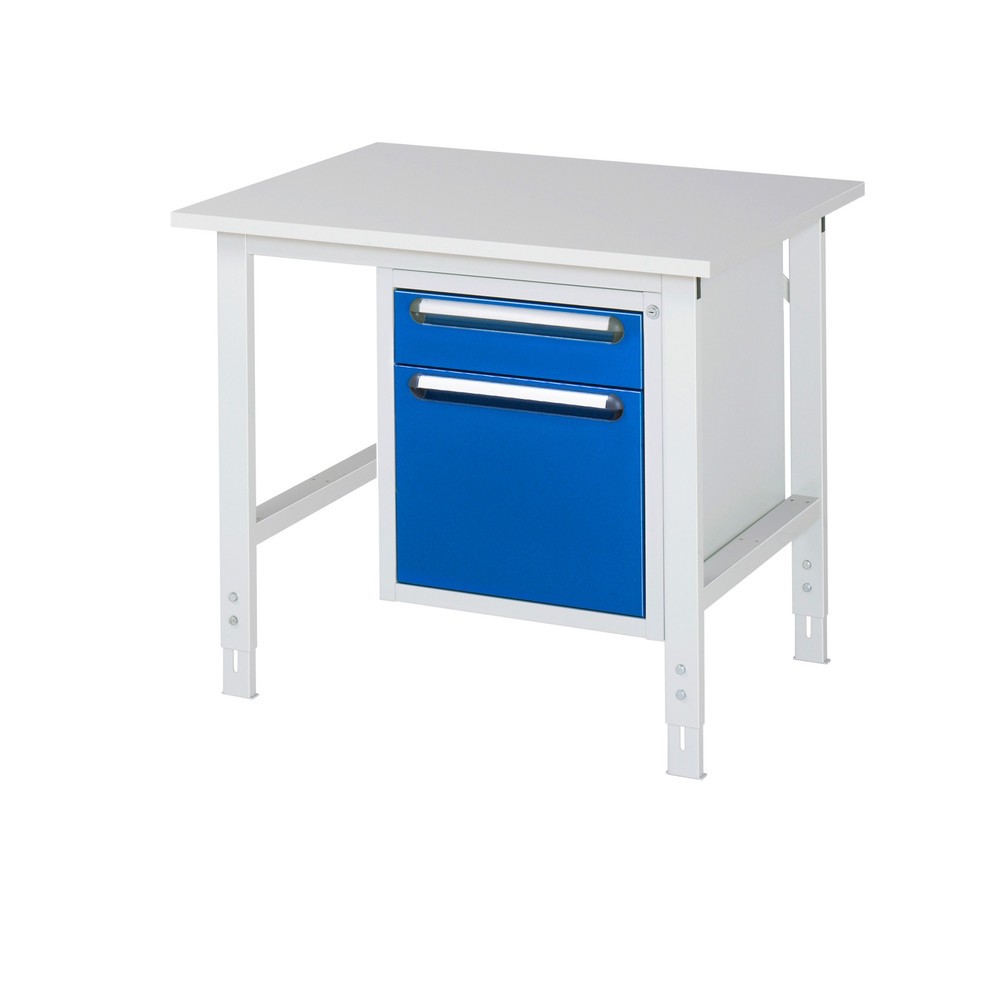 Numéro de l'image du produit 1: RAU Table de travail réglable en hauteur Série TOM, HxlxP 760-1 080 x 1 000 x 800 mm, 2 tiroirs, plan de travail avec revêtement en mélamine