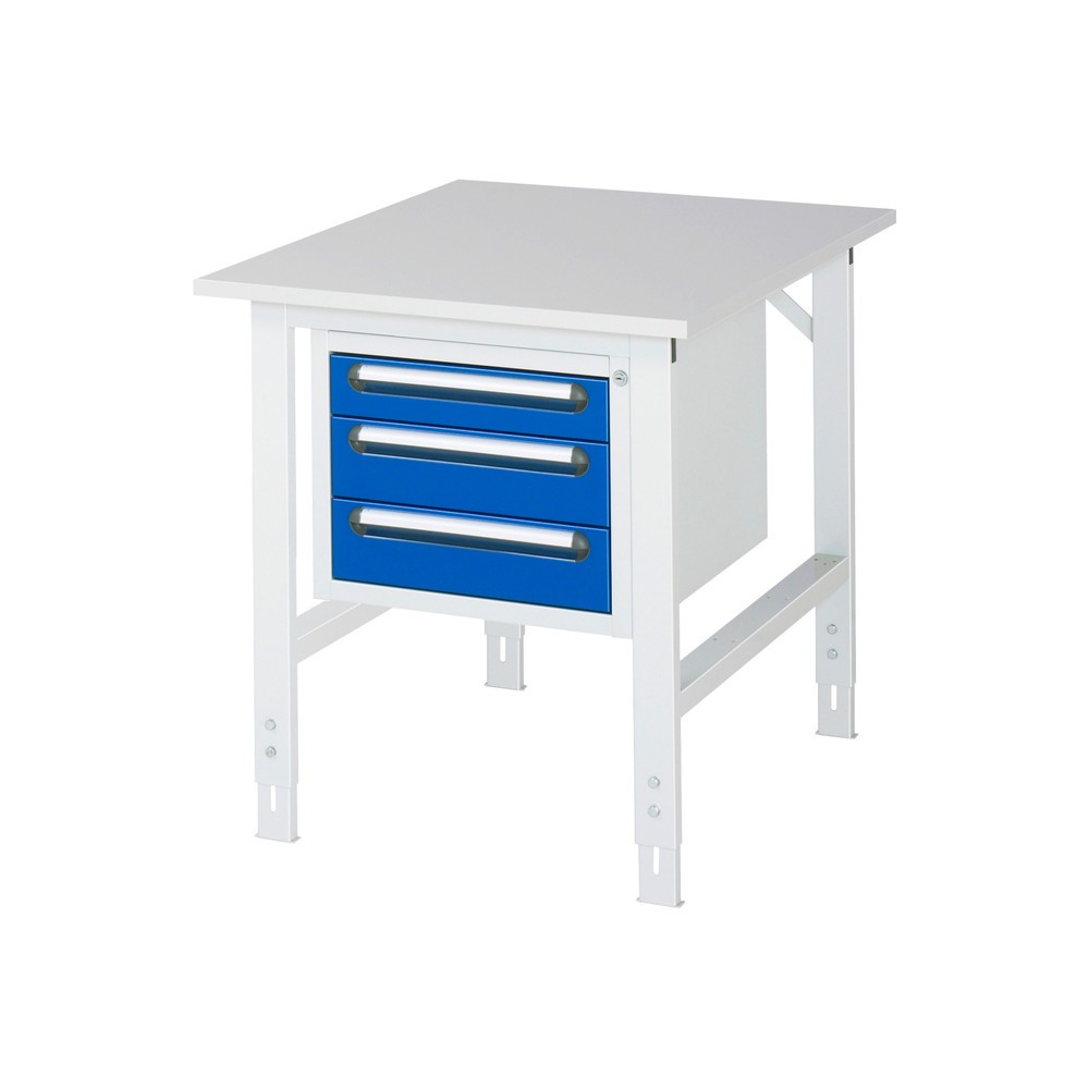 Numéro de l'image du produit 1: RAU Table de travail réglable en hauteur Série TOM, HxlxP 760-1 080 x 750 x 1 000 mm, 3 tiroirs, plan de travail avec revêtement en mélamine
