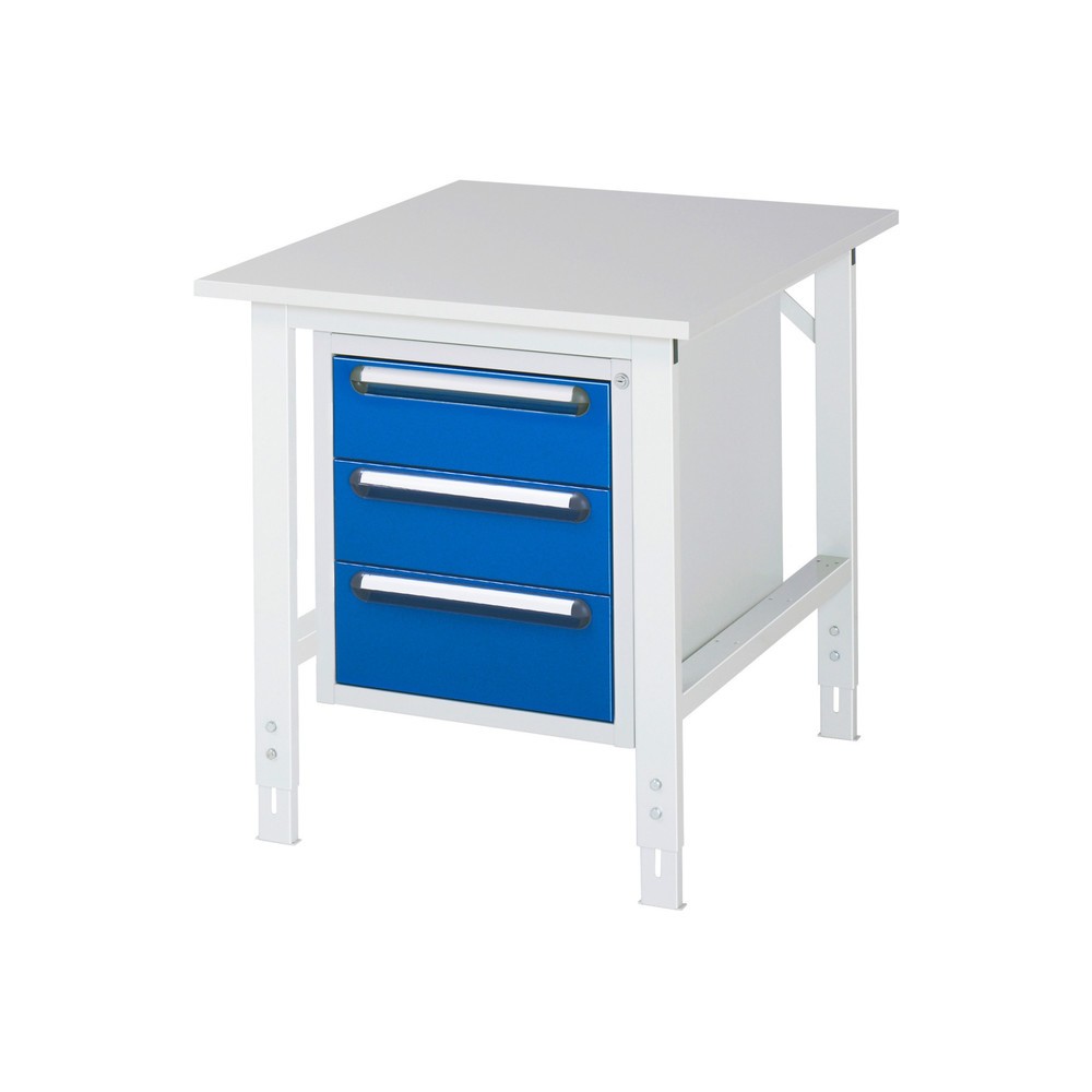 Numéro de l'image du produit 1: RAU Table de travail réglable en hauteur Série TOM, HxlxP 760-1 080 x 750 x 1 000 mm, 3 tiroirs, plan de travail avec revêtement en mélamine