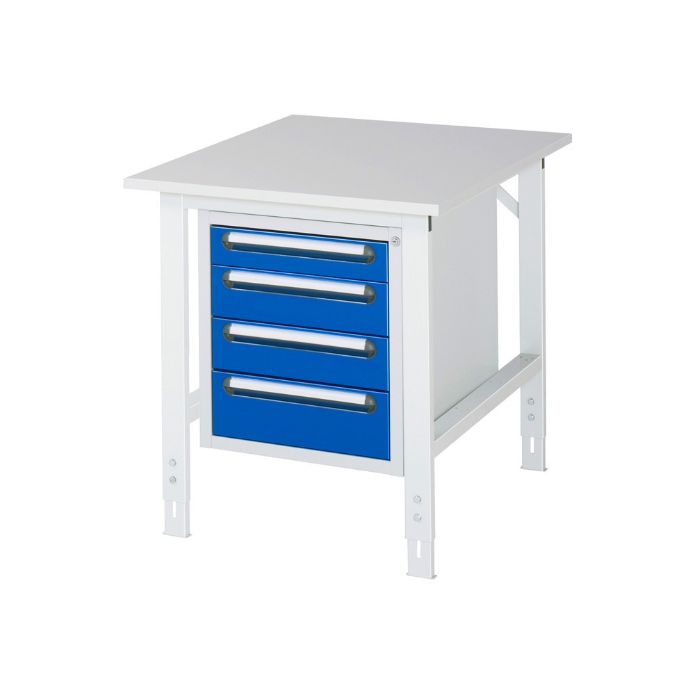 Numéro de l'image du produit 1: RAU Table de travail réglable en hauteur Série TOM, HxlxP 760-1 080 x 750 x 1 000 mm, 4 tiroirs, plan de travail avec revêtement en mélamine