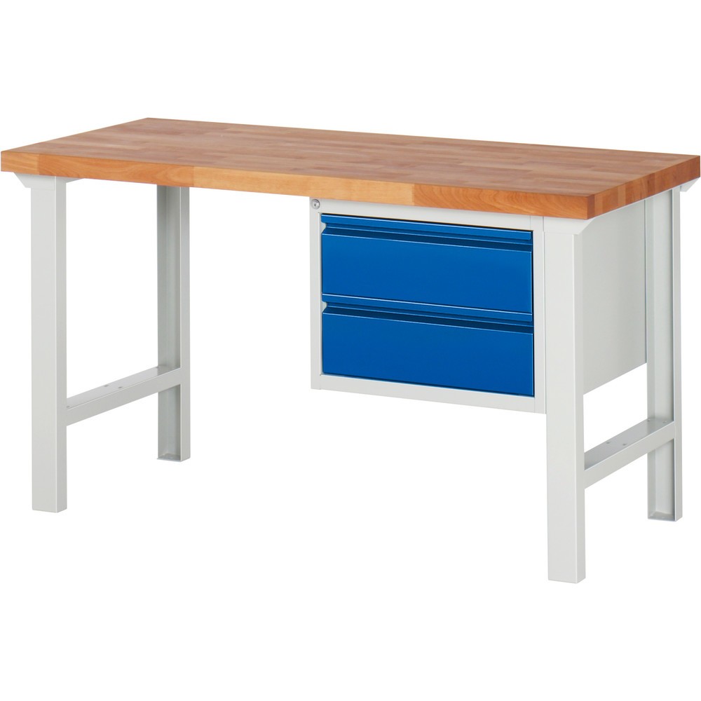 Numéro de l'image du produit 1: RAU Établi série 7000, 1 caisson, HxlxP 840 x 1 500 x 700 mm, 2 tiroirs extractibles à 90 % 2 x 180 mm