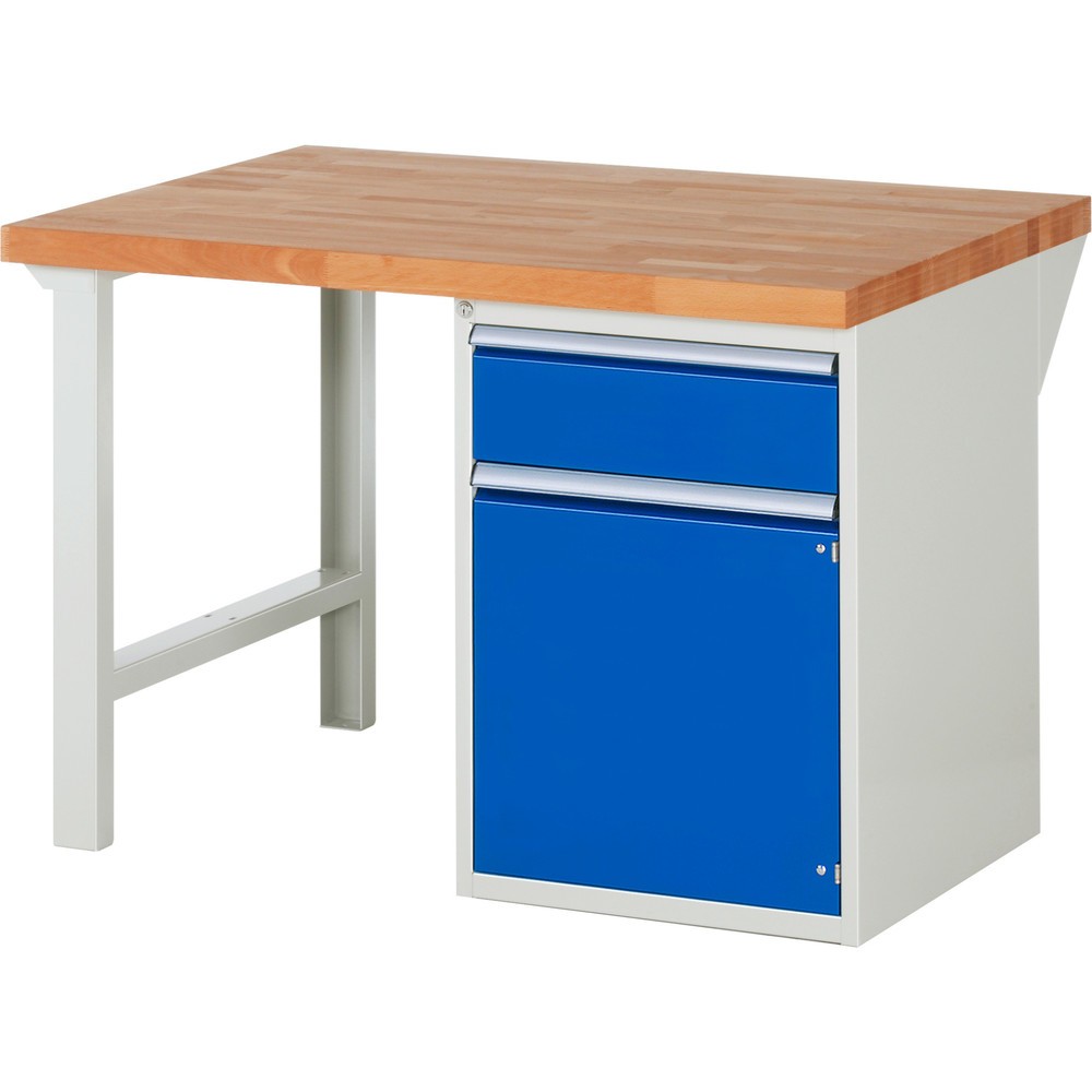Numéro de l'image du produit 1: RAU Établi série 7000, 1 caisson, HxlxP 890 x 1 250 x 900 mm, 1 tiroir extractible à 100 %, 1 porte battante, 1 tablette