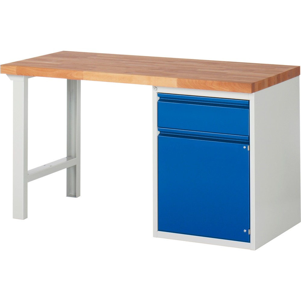 Numéro de l'image du produit 1: RAU Établi série 7000, 1 caisson, HxlxP 840 x 1 500 x 700 mm, 1 tiroir extractible à 90 %, 1 porte battante, 1 tablette